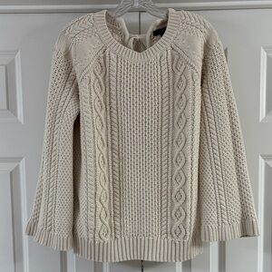 J Crew Cream Cotton Knit Cable Sweater. Beautiful Details. Excellent Condition!